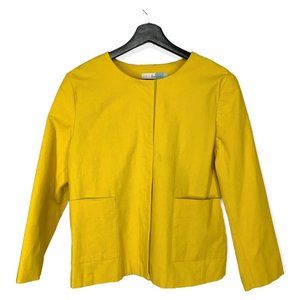 Boden Yellow Collarless Unstructured Textured Blazer Size 14R